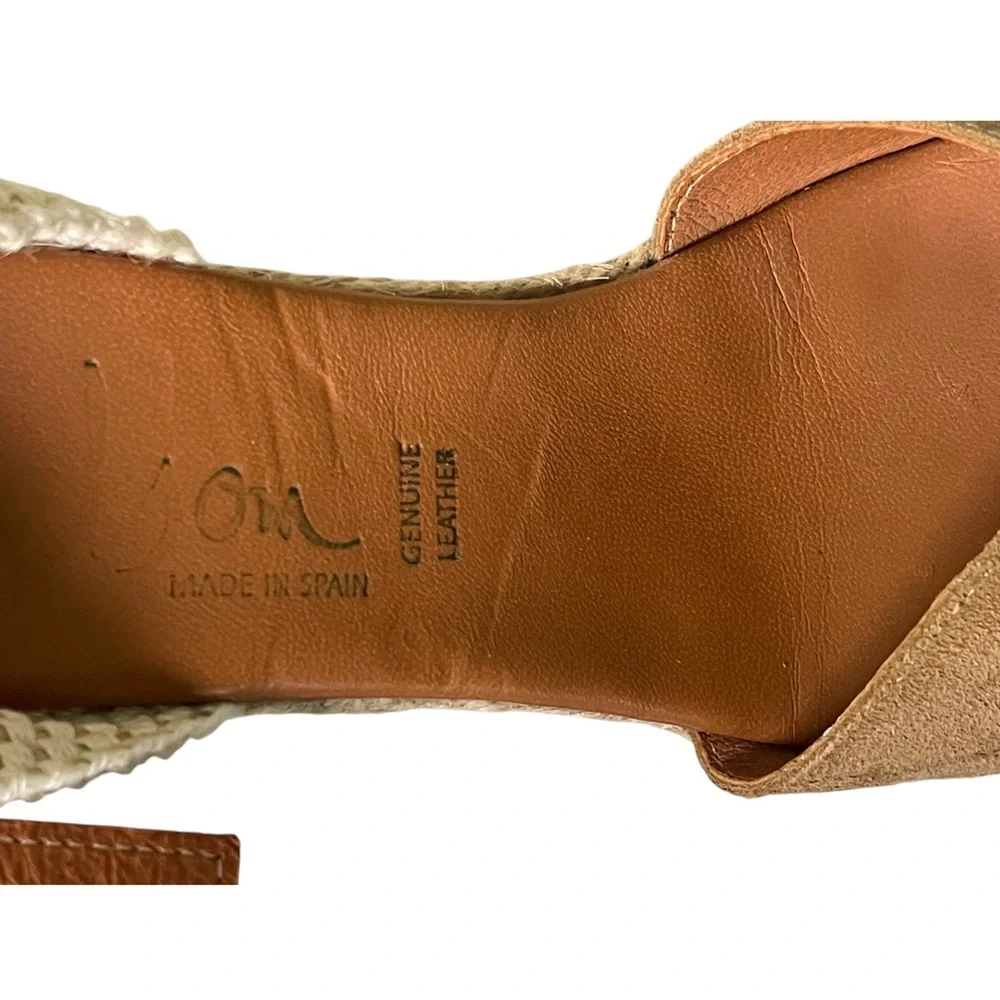 Dalson Tan Suede Peep Toe Wedge Espadrille Sandals Made In Spain Size 6.5